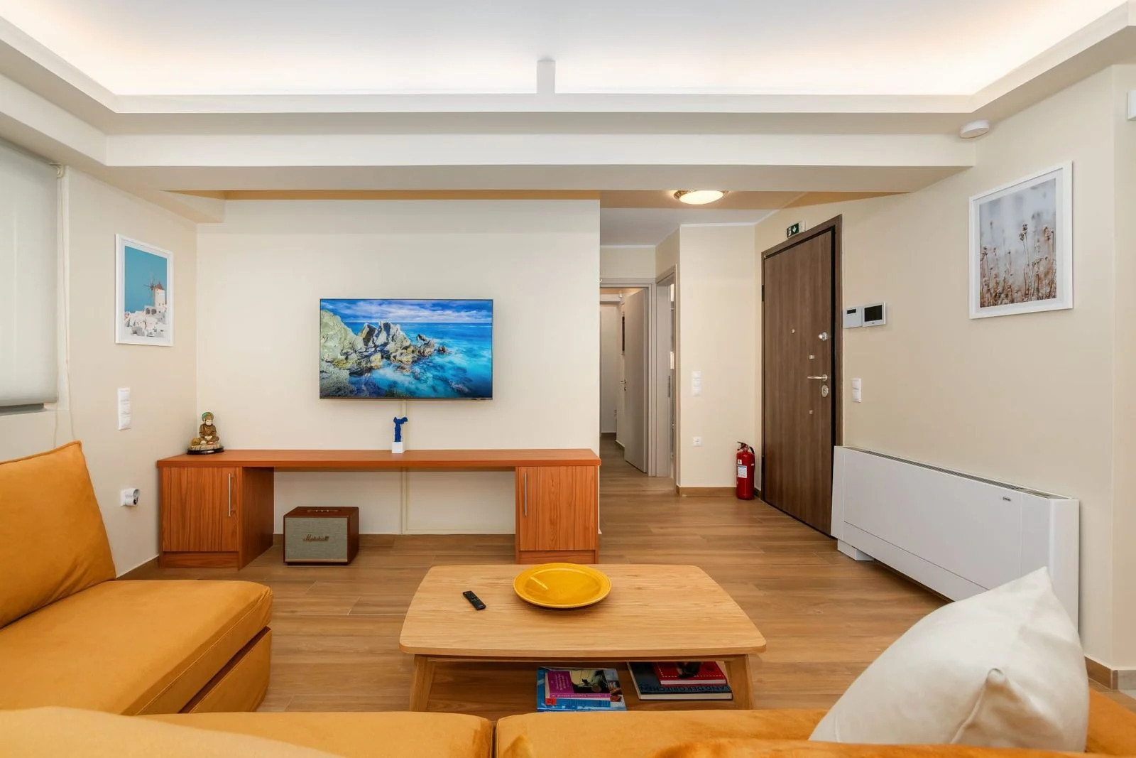 Living area towards the entrance, Palaio Faliro apartment