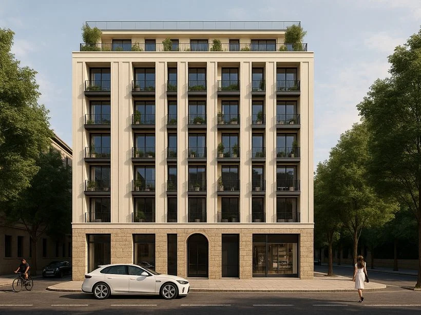 Concept render of the redeveloped Omonia building facade