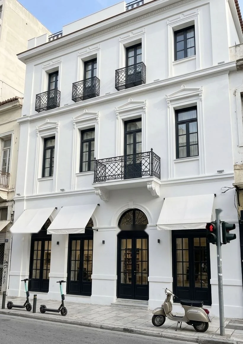 Restored neoclassical Athens building, comparable to the envisioned outcome