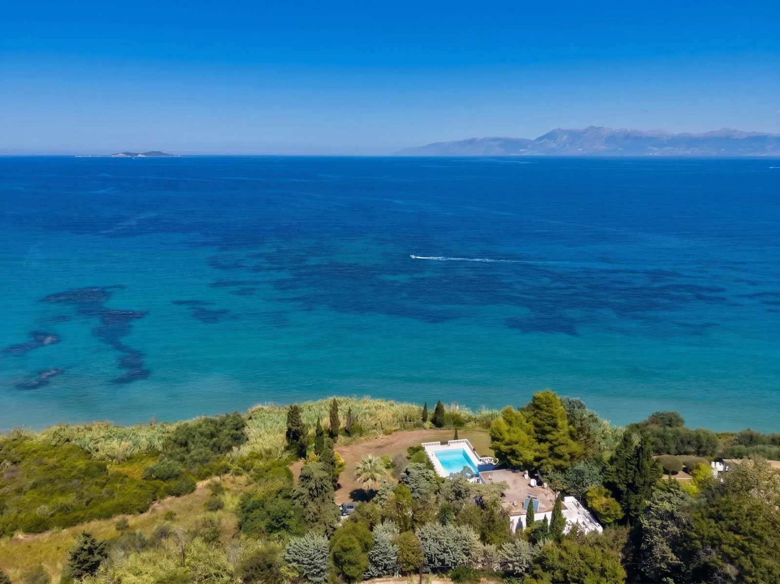 Coastline and villa from above, Corfu