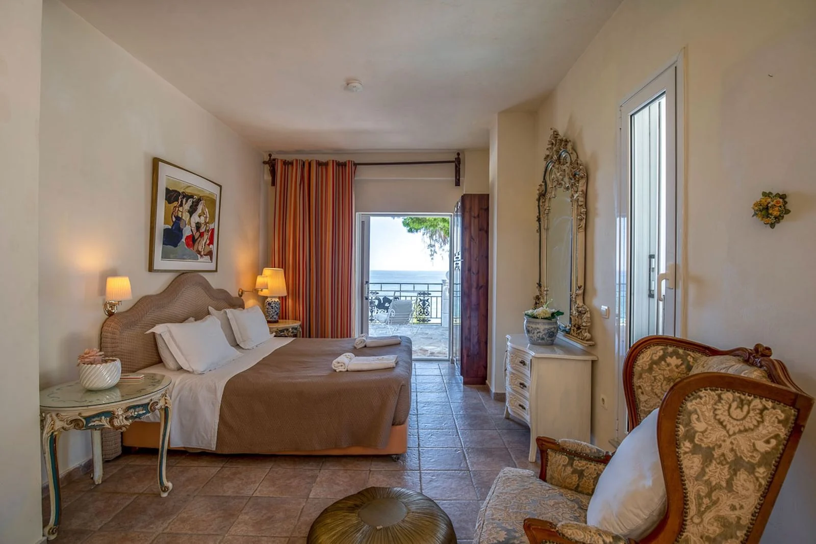 Bedroom with terrace access, Corfu villa
