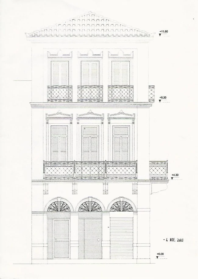 Architect's elevation drawing, second street frontage