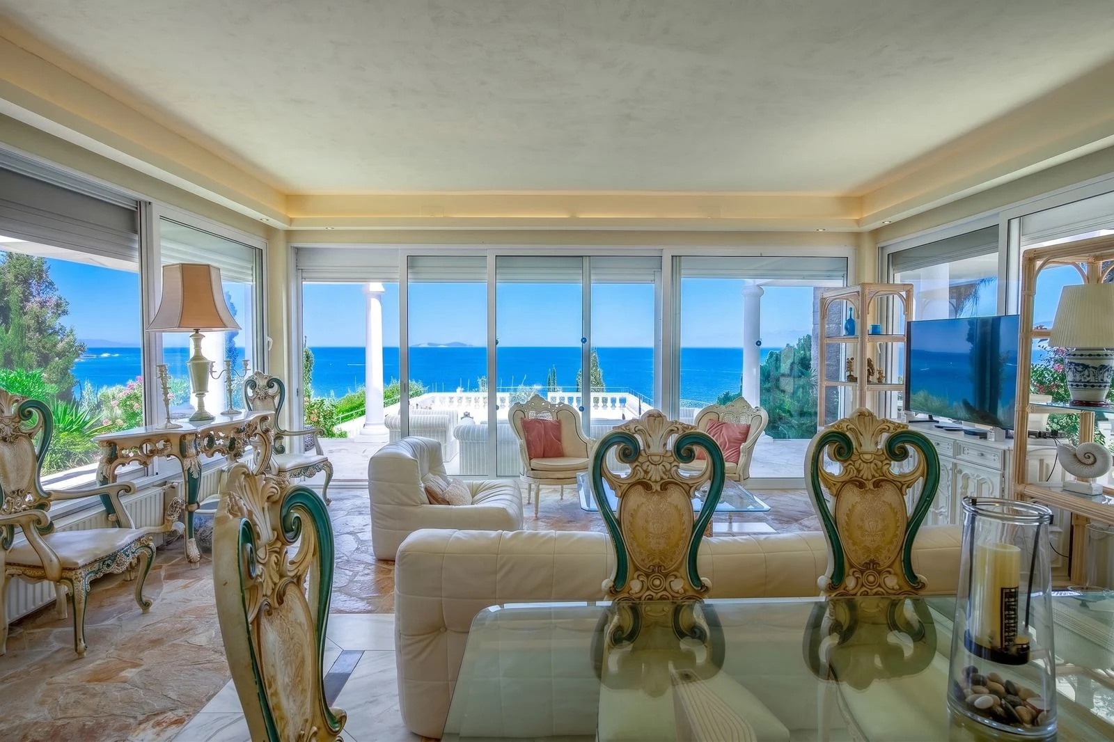 Living room with sea view, Corfu villa